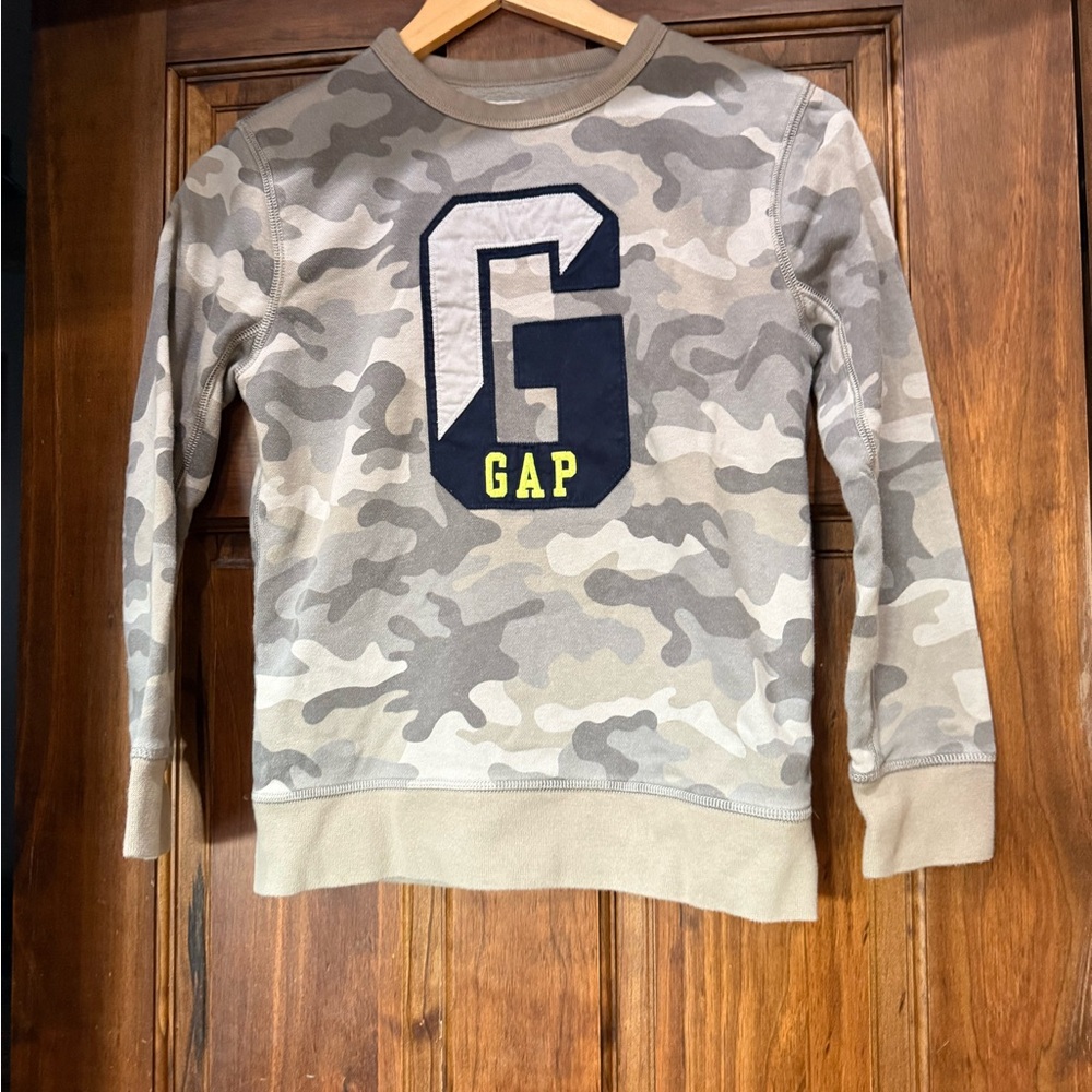 GAP Kids Camo Sweatshirt - Tan, Gray, and Yellow